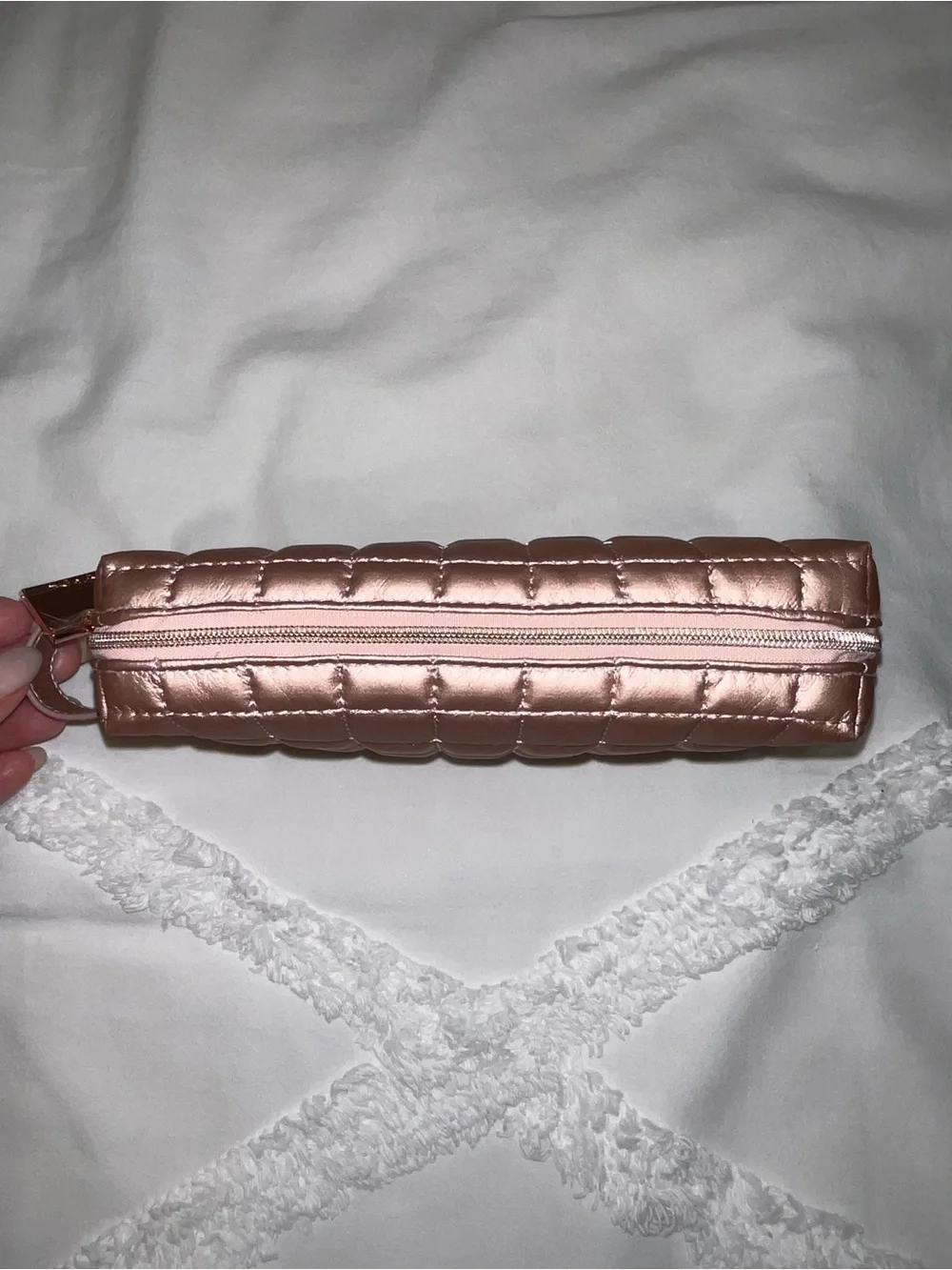 Rihanna MAC Quilted Metallic Rose Gold Cosmetic Pouch